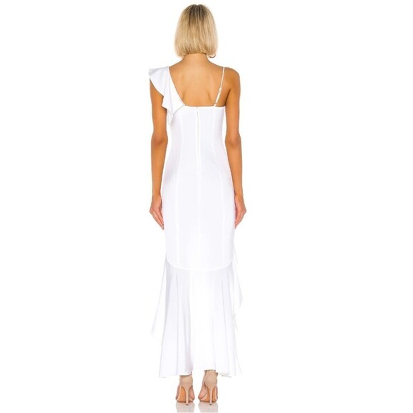 NWT Lovers + Friends Interstellar Gown Asymmetric Ruffled Maxi Dress White Small - Picture 2 of 11